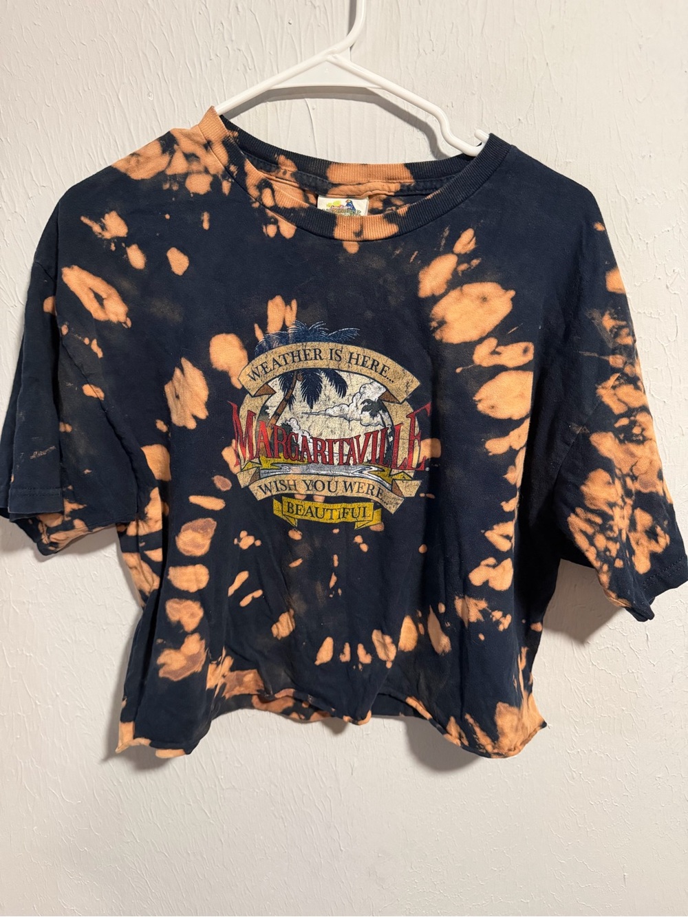 Margaritaville Las Vegas Reverse Tie Dye Cropped Graphic Tee